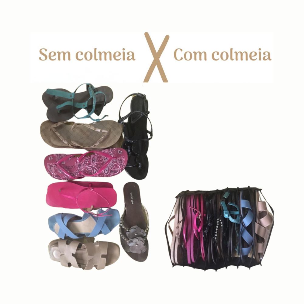 Organize chinelos e rasteirinhas com colmeias artesanais