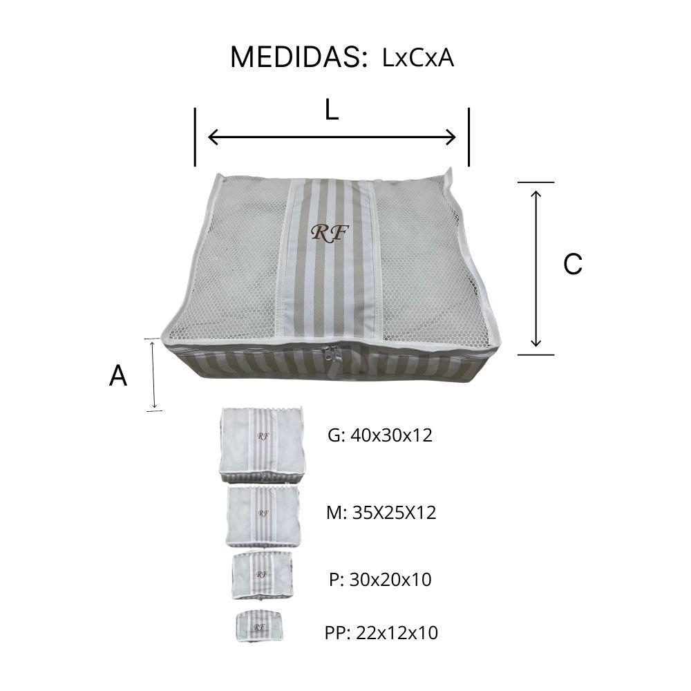 KIT ORGANIZADOR DE MALA COM TELA - 7 PEÇAS