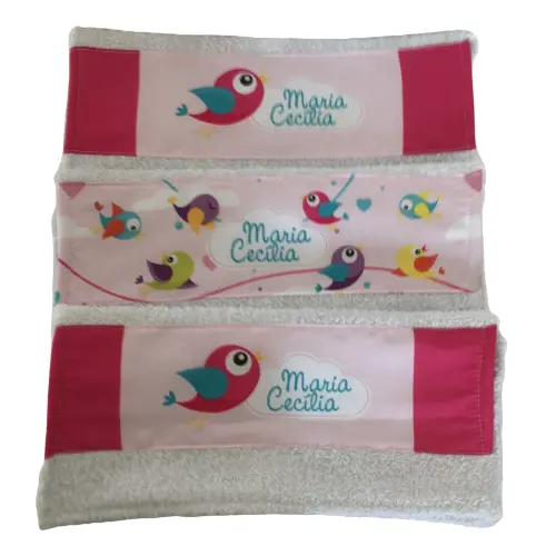 KIT 3 TOALHINHAS INFANTIS PERSONALIZADAS MENINA