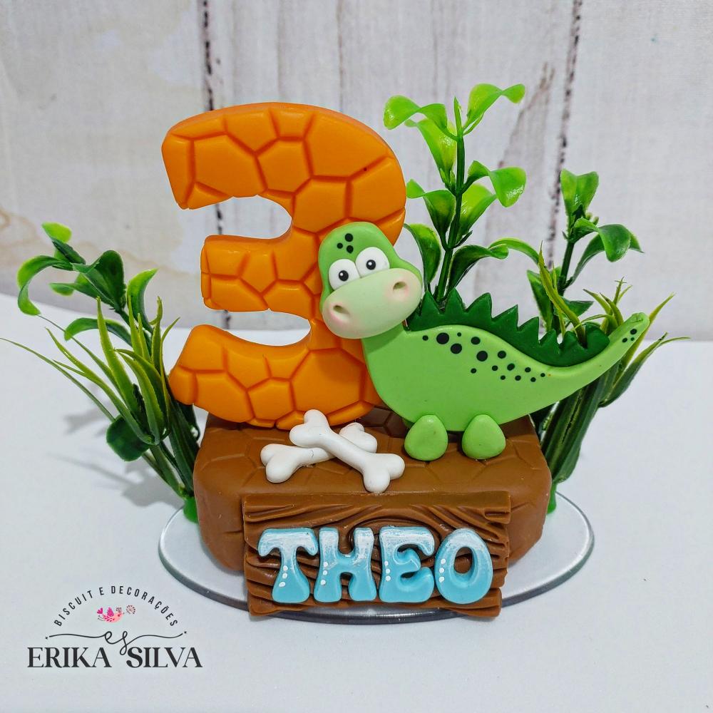 Vela Dinossauro Baby em biscuit