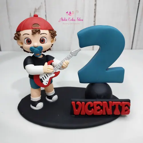 Topo de bolo Guitarrista personalizado de biscuit