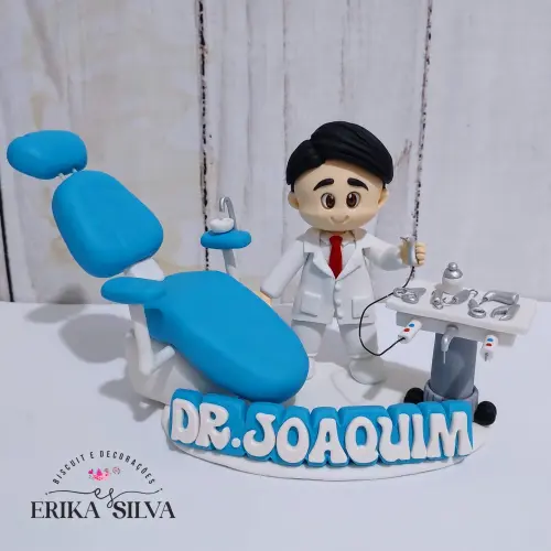 Topo de bolo Dentista de biscuit personalizado