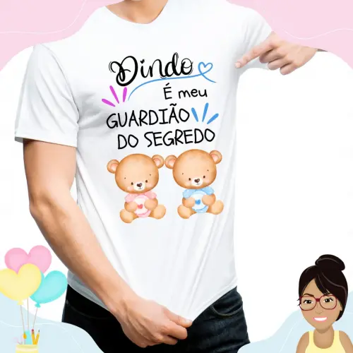 Camisa Personalizada Dindo Guardião Do Segredo Ursinhos Rosa E Azul