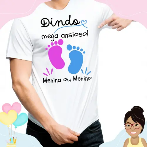 Camisa Personalizada Dindo Mega Ansioso Pezinhos Rosa E Azul