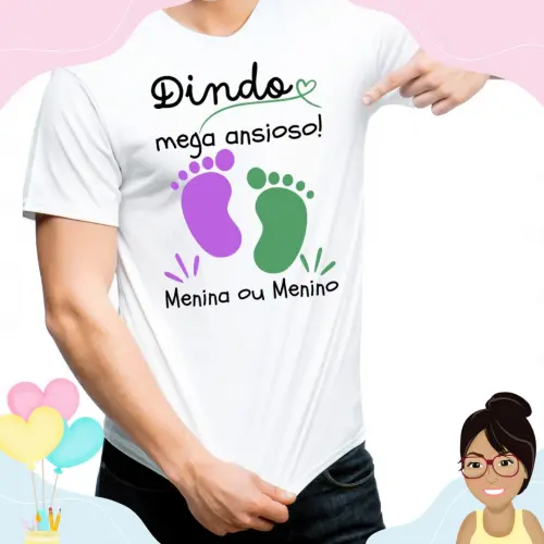 Camisa Personalizada Dindo Mega Ansioso Pezinhos Lilás E Verde