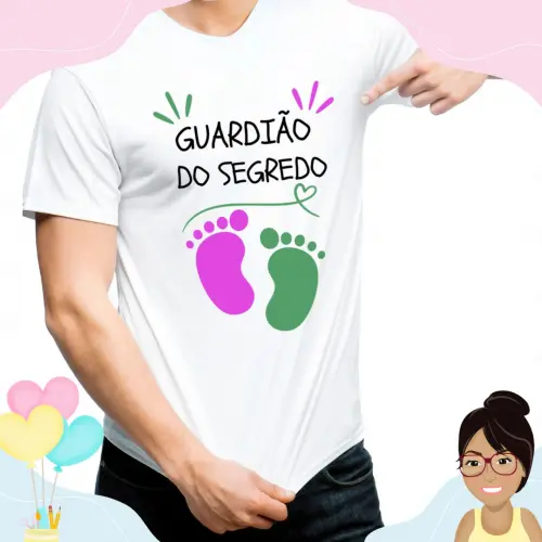 Camisa Personalizada Guardião Do Segredo Pezinhos Rosa E Verde