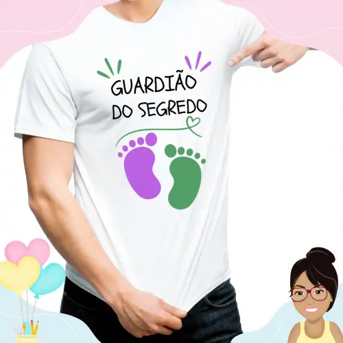 Camisa Personalizada Guardião Do Segredo Pezinhos Lilás E Verde