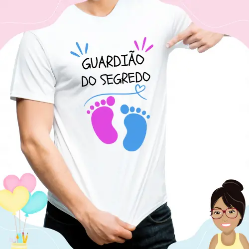 Camisa Personalizada Guardião Do Segredo Pezinhos Rosa E Azul