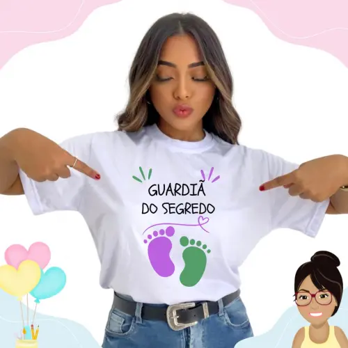 Camisa Personalizada Guardiã Do Segredo Pezinhos Lilás E Verde