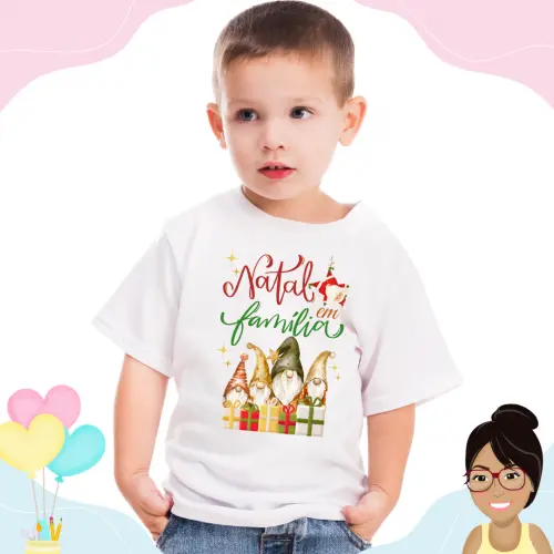 Camisa Personalizada Infantil Unissex Natal Em Família