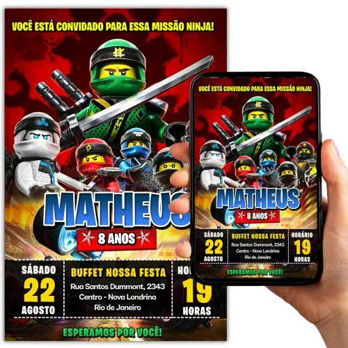 Convite Digital Ninjago