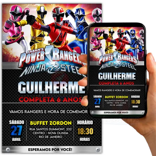 Convite Digital Power Rangers