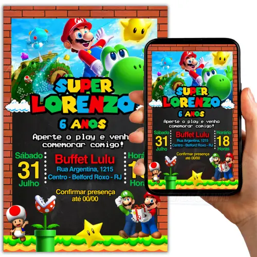 Convite Digital Super Mario