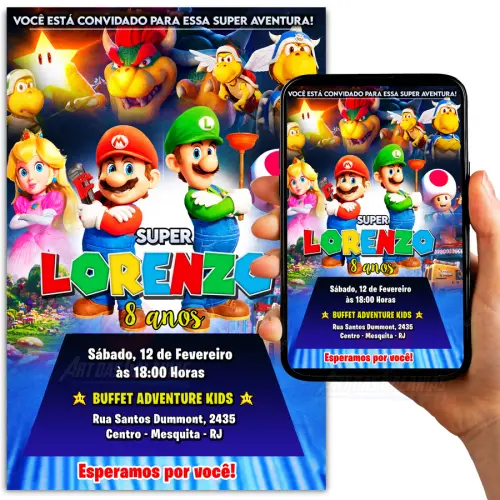 Convite Digital Super Mario